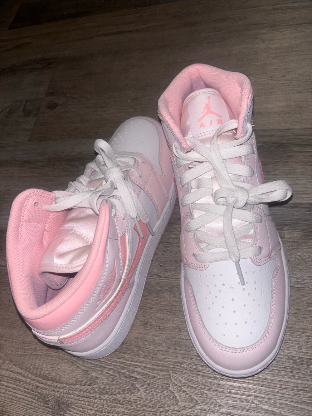 Air Jordan 1 Sneakers in Pink and White